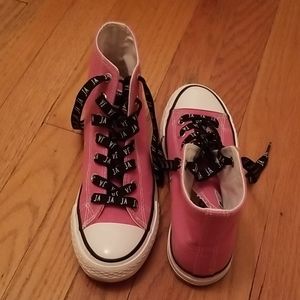 Pink Size 6 High Top Canvas Sneakers